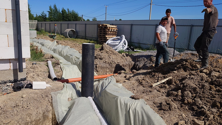 Дренаж периметра дома и парковка с дорогой в Кискелово