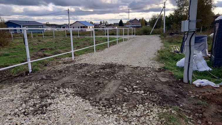 Устройство заезда на участок + кабель под дорогой