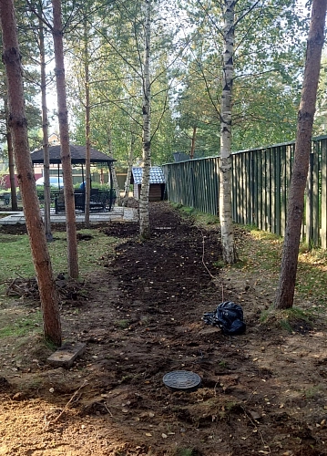 Блокировка обильных грунтовых вод и чистка уличной канавы в Осинке Ленинградской области